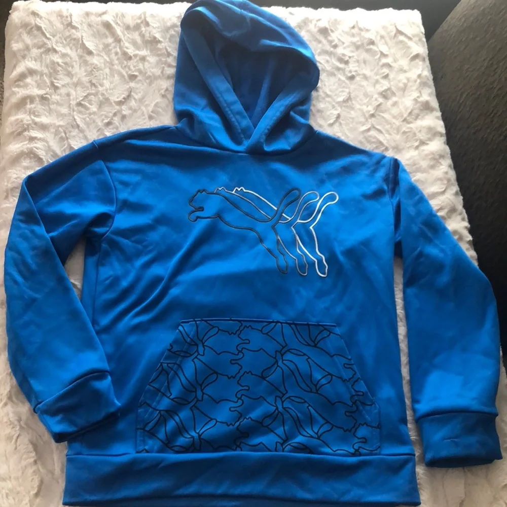 Puma Blue Kids Hoodie - Picture 1 of 7